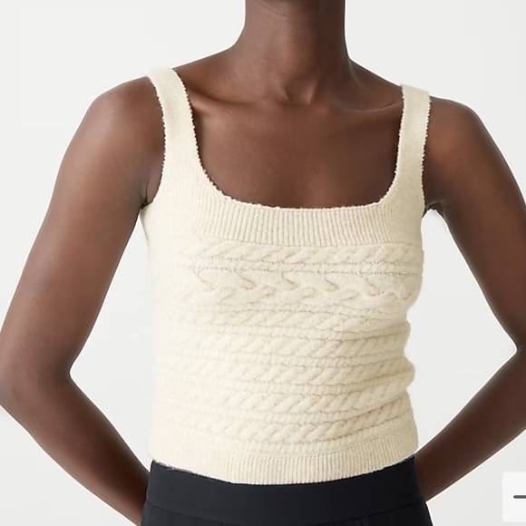 J crew Supersoft cropped cable-knit sweater-tank set
 Heather natural nwot - Picture 2 of 7